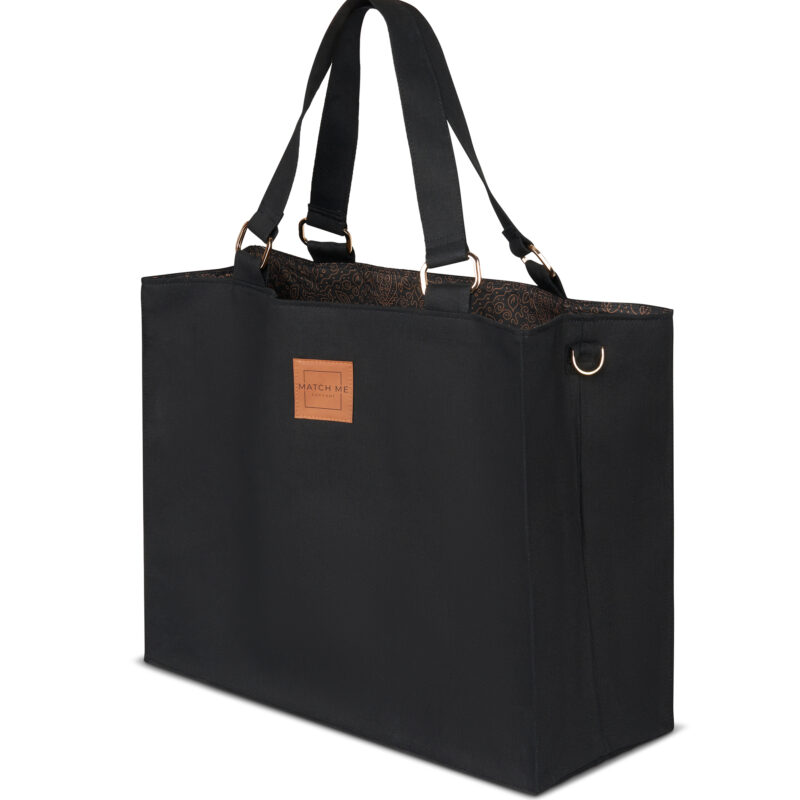 Torba shopperka Black Orient, kolor czarny, widok z boku